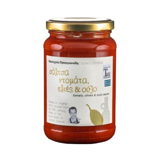 Picture of Οικοτεχνία Παπαγιαννίδη: Γεύσεις Ελλάδας - Σάλτσα Ντομάτα, Ελιές & Ούζο (Γυάλινο Βάζο - 380g)