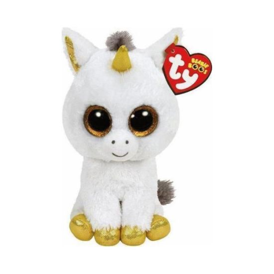 Picture of TY BEANIE BOO - PEGASUS WHITE UNICORN PLUSH TOY (40cm) (1607-37059)