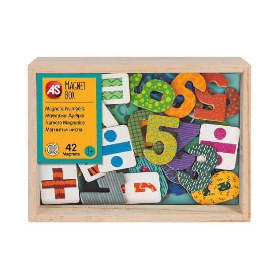 Picture of AS Magnet Box Numbers And Arithmetic Symbols 42 Educational Wooden Magnets For Ages 3+