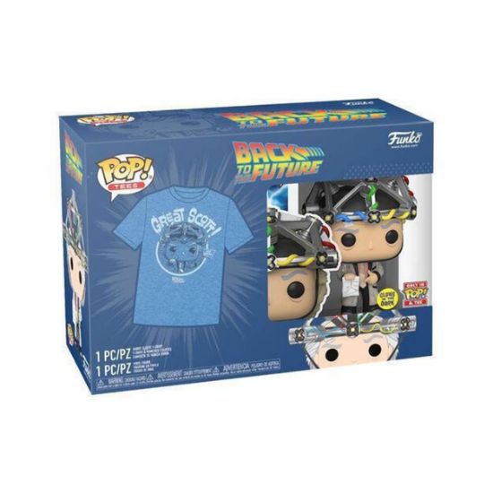 Picture of Funko Pocket Pop! & Tee (Adult): Back to the Future - Doc with Helmet (Glows in the Dark) Vinyl Figure & T-Shirt (M)