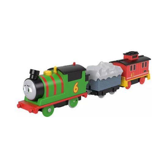 Picture of Fisher-Price Thomas & Friends Motorized Greatest Moment - Percy Brake Car Bruno Motorized Train with 2 Wagons (HHN44)