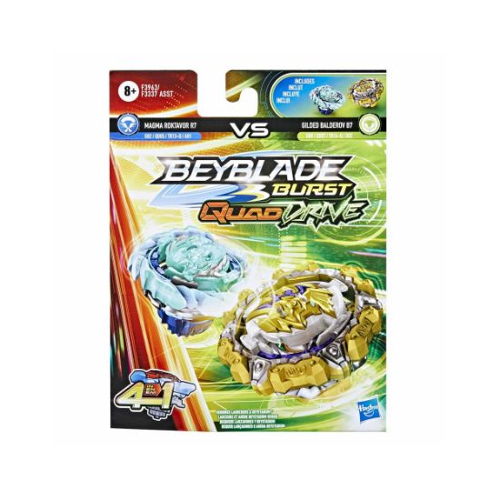 Picture of Hasbro Beyblade Burst: Quad Drive 4 in 1 - Magma Roktavor R7 VS Gilded Balderov B7 (F3963)