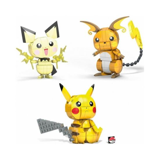 Picture of Mega Construx Pokemon: Build & Show Pikachu Evolution Trio (Pichu, Pikachu & Raichu) (GYH06)