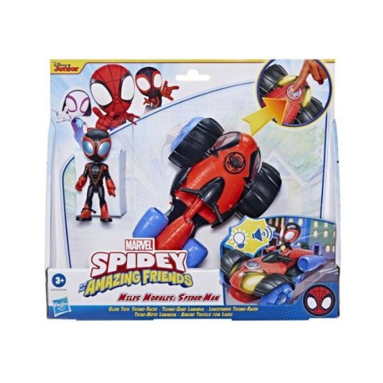 Picture of Hasbro Marvel Spidey and His Amazing Friends: Miles Morales: Spider-Man Glow Tech Techno-Racer (F4531)