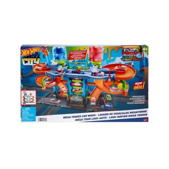 Picture of Mattel Hot Wheels City: Mega Tower Car Wash Color Shifters Playset (HDP05)