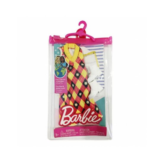 Picture of Mattel Barbie: Fashion Pack Diamond Pattern Dress With Yellow And Pink (HJT17)