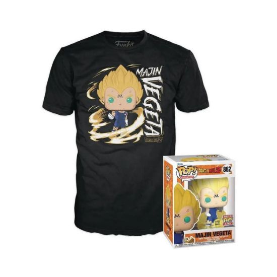 Picture of Funko Pop! & Tees (Adult): Dragon Ball Z - Majin Vegeta (Glows in the Dark) Vinyl Figure and T-Shirt (L)