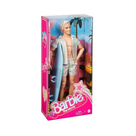 Picture of Mattel Barbie: The Movie - Ken Doll Wearing Pastel Striped Beach Matching Set (HPJ97)
