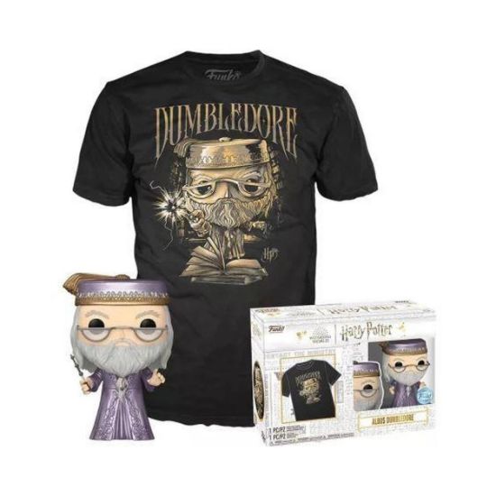 Picture of Funko Pop! & Tee (Adult): Harry Potter - Dumbledore with Wand (Metallic) (Special Edition)Vinyl Figure & T-Shirt (S)