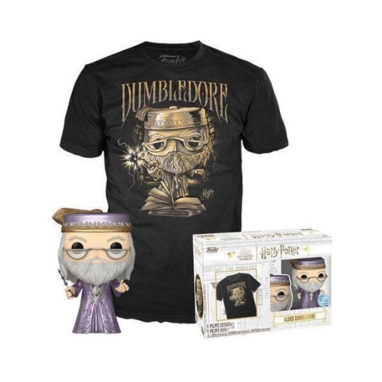 Picture of Funko Pop! & Tee (Adult): Harry Potter - Dumbledore with Wand (Metallic) (Special Edition)Vinyl Figure & T-Shirt (L)