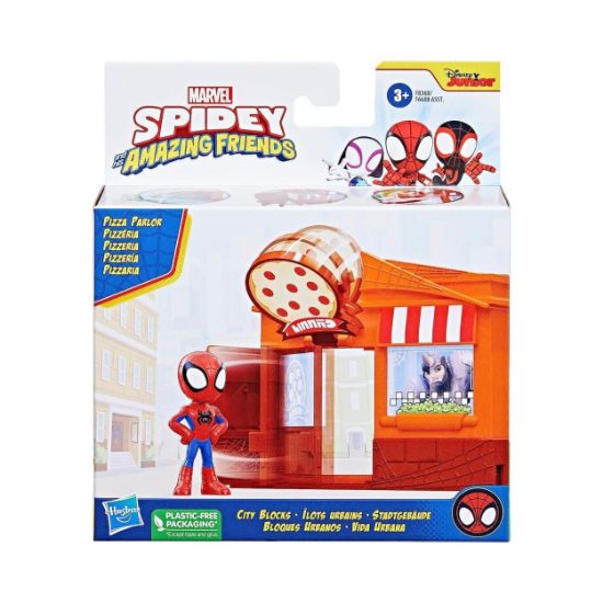 Picture of Hasbro Disney Junior Marvel: Spidey and His Amazing Friends - City Blocks Pizza Parlor Playset (F8360)