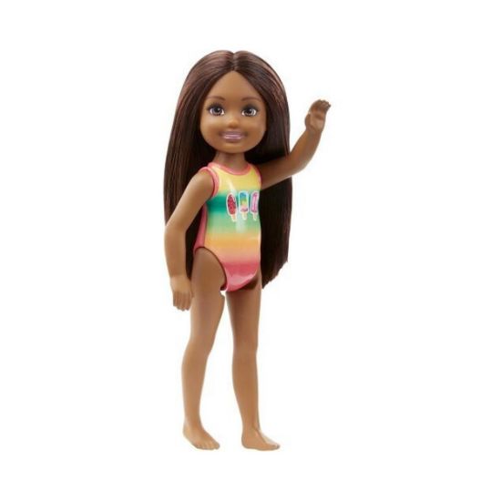 Picture of  Mattel Barbie®: Club Chelsea Beach - Popsicle Swimsuit Dark Skin Doll (GHV56)