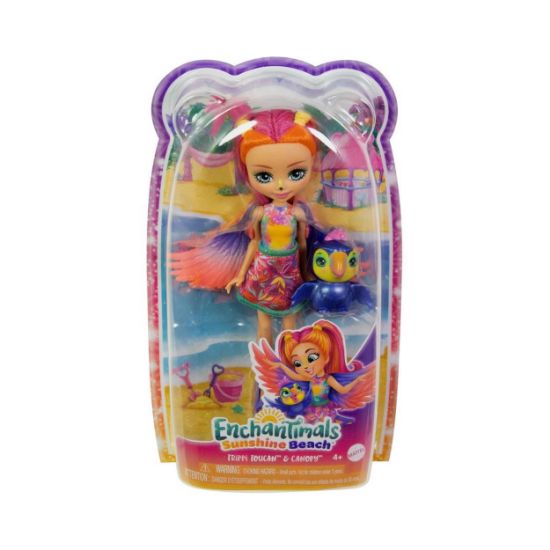 Picture of Mattel Enchantimals Sunshine Beach - Trippi Toucan and Canopy Doll with Pet (HRX83)