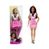 Picture of Mattel Barbie Doll - Fashionistas #209 With Black Hair Wearing A Pink Plaid Dress (HJT06)
