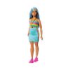 Picture of Mattel Barbie Doll - Fashionistas #218 Long Blue Hair Curvy Doll with Rainbow Top & Teal Skirt (HRH16)