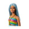 Picture of Mattel Barbie Doll - Fashionistas #218 Long Blue Hair Curvy Doll with Rainbow Top & Teal Skirt (HRH16)