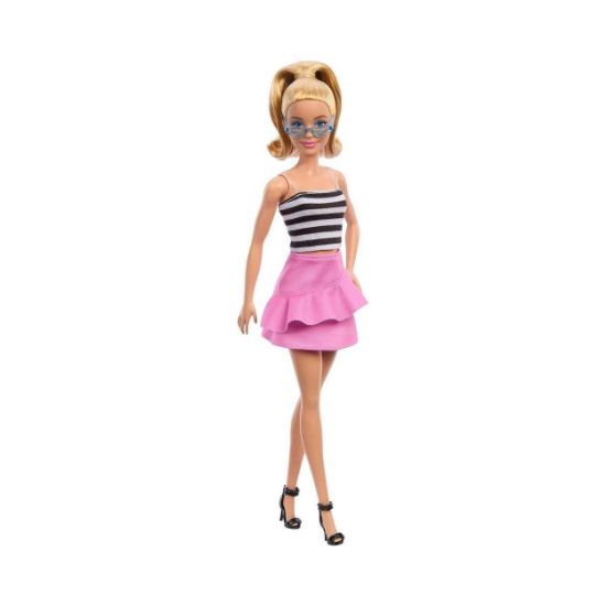Picture of Mattel Barbie Doll - Fashionistas #213 Black And White Shirt and Pink Skirt Doll (HRH11)
