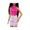 Picture of Mattel Barbie Doll - Fashionistas #215 Pink Star-Print Top Black Straight Hair Doll (HRH13)