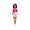 Picture of Mattel Barbie Doll - Fashionistas #215 Pink Star-Print Top Black Straight Hair Doll (HRH13)