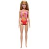 Picture of Mattel Barbie: Beach - Blond Hair Doll Wearing Pink Palm Tree-Print Swimsuit (HPV19)